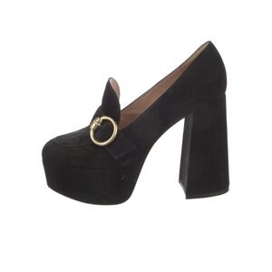 Gianvito Rossi Black Suede Round Toe Pumps Women's With Platform Size: US5.5